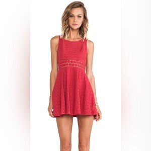 Free People Boho Daisy Waist Mini Skater Dress in Tibetan Red size 6